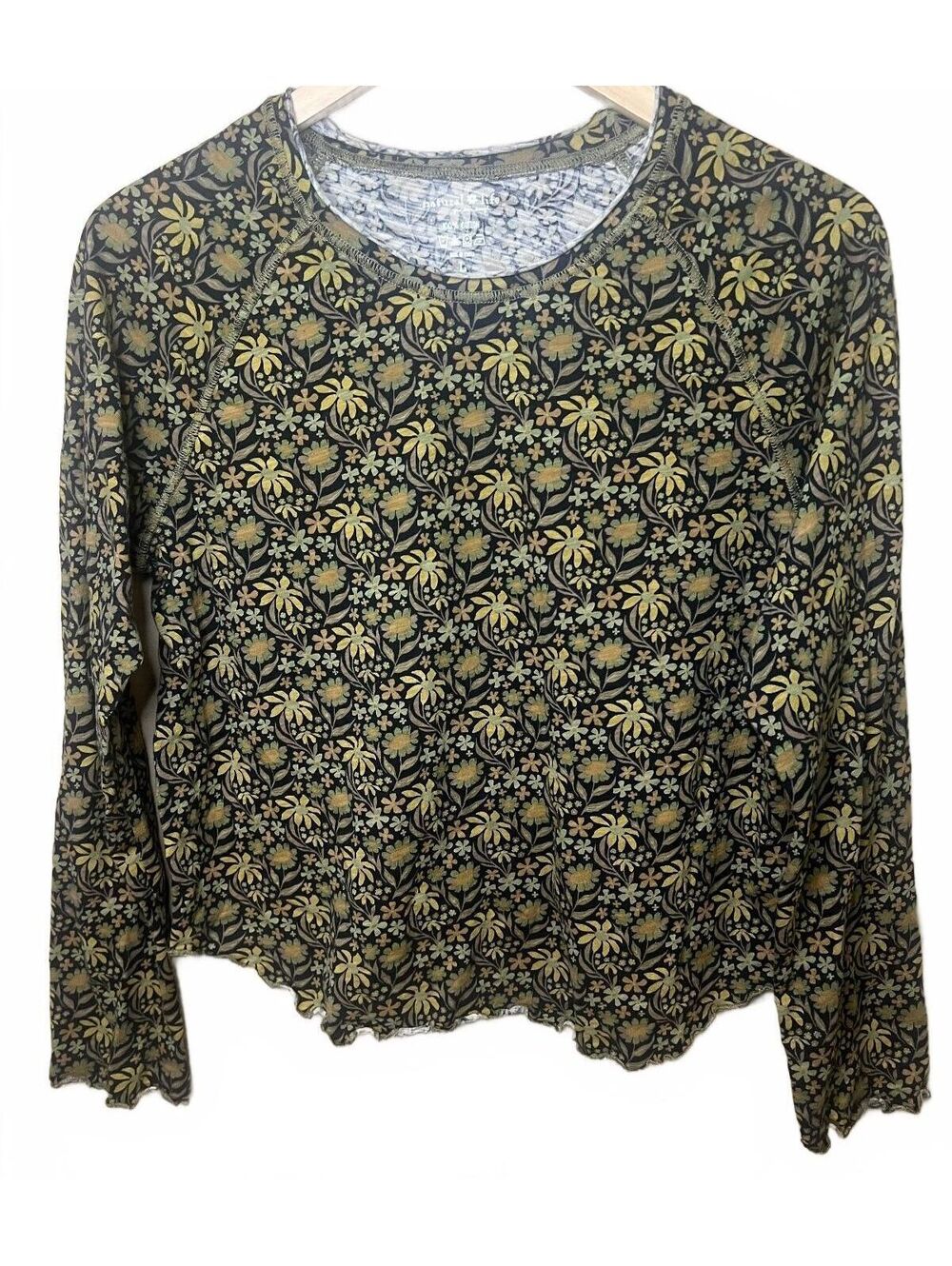 Natural Life Lily Cotton Long Sleeve Tee Large Floral Boho Cottagecore